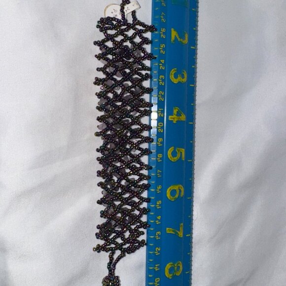 7 1/8" Natural Amethyst Gemstone chip beads stretchy Net Bracelet - Picture 11 of 12